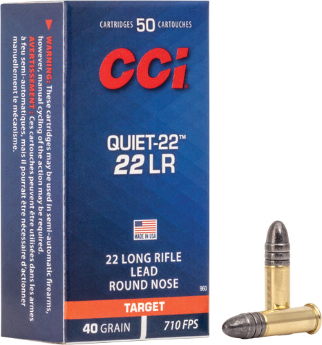 Cci Quiet 22lr 710fps 40gr - 50rd 100bx/cs Lead Rn