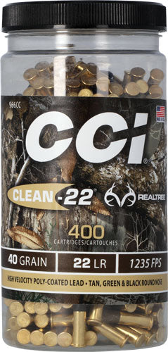 Cci Clean 22lr 40gr Realtree - Polymer Rn 400rd 8bx/cs