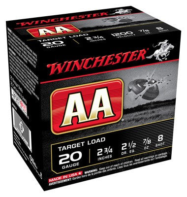 Winchester Aa 20ga  Case Lot - 25rd 10bx/cs 1200fps 7/8oz #8