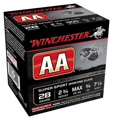 Winchester Aa 28ga Case Lot - 25rd 10bx/cs 1300fps 3/4oz 7.5