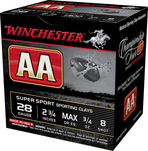 Winchester Aa 28ga Case Lot - 25rd 10bx/cs 1300fps 3/4oz #8