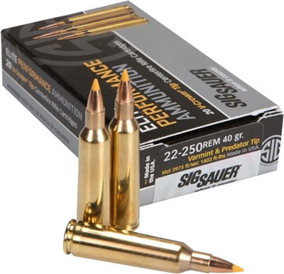 Sig 22-250 Rem 40gr - 20rd 10bx/cs Varmint/predator