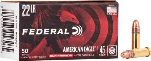 Federal 22lr Suppressor 45gr - 50rd 100bx-cs Copper Pltd Lead