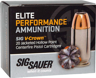 Sig 40 Sw 165gr Elite V-crown - 20rd 10bx-cs Jhp