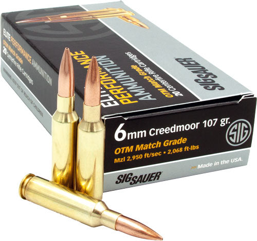 Sig 6mm Creedmoor 107gr - 20rd 10bx/cs Open Tip Match