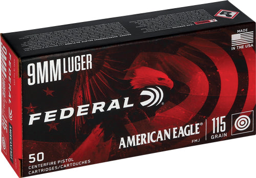 Federal Ae 9mm Luger 115gr Fmj - 50rd 20bx-cs