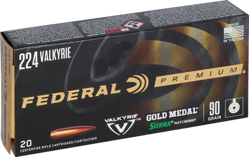 Federal Gold Medal 224valk 90g - 20rd 10bx/cs Sierra Match Bthp