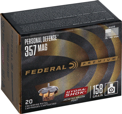 Federal Premium 357 Mag 158gr - Hydra-shok Jhp 20rd 25bx/cs