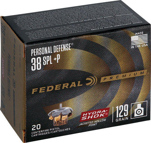 Federal Premium 38spcl+p 129gr - 20rd 25bx/cs Hydra-shok Jhp