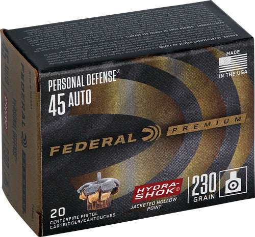 Federal Premium 45acp 230gr - 20rd 25bx-cs Hydra-shok Jhp