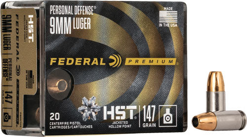 Federal Premium 9mm 147gr Hsp - 20rd 10bx-cs Jhp