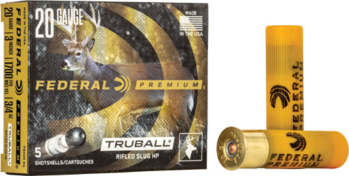 Federal Truball Slug 20ga 3" - 1800fps 3/4oz 5rd 50bx/cs