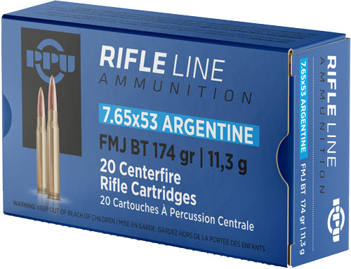 Ppu 7.65x53 Argentine Mauser - 20rd 10bx/cs 174gr Fmj