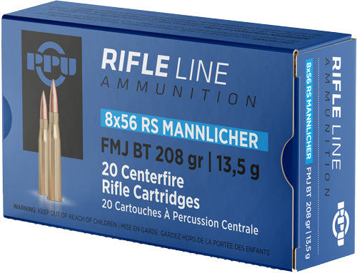 Ppu 8x56r Mannlicher 208gr Fmj - 20rd 10bx/cs 1