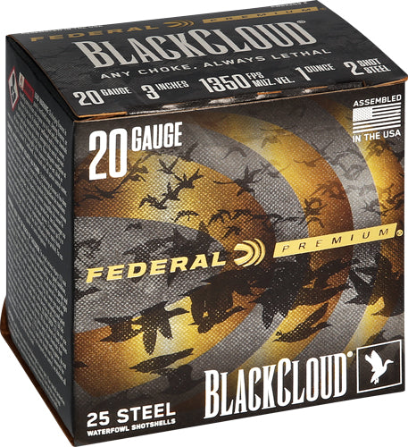 Federal Black Cloud 20ga 3" - 1350fps 1oz #2 25rd 10bx/cs