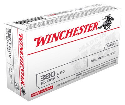 Winchester Usa 380 Acp 95gr - 50rd 10bx-cs Fmj Tc