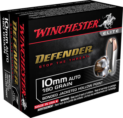 Winchester Defender 10mm Auto - 20rd 10bx-cs 180gr Bonded Jhp