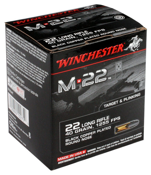 Winchester M-22 22lr 1255fps - 40gr Lead Rn 1000rd 2bx/cs