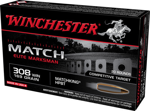 Winchester Match Elite 308 Win - 20rd 10bx/cs 169gr Mrksmn Hpbt