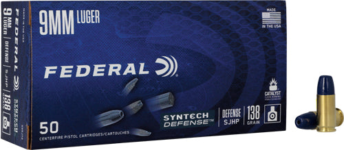 Federal 9mm Luger 138gr Sjhp - 50rd 20bx-cs Synthetic Defense