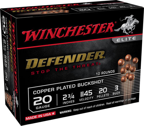 Winchester Defender 20ga 2.75" - 10rd 10bx-cs 3bk 20-pellets