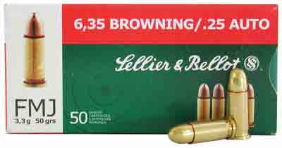 S&b 25 Acp 50gr Fmj-rn - 50rd 40bx/cs