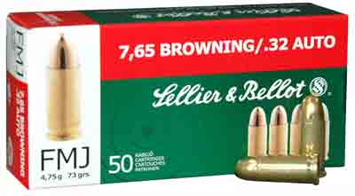 S&b 32 Acp 73gr Fmj-rn - 50rd 40bx/cs