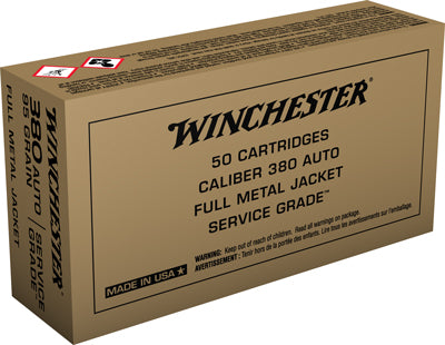 Winchester Service Grade 95gr - 50rd 10bx-cs 380acp Fmj-rn