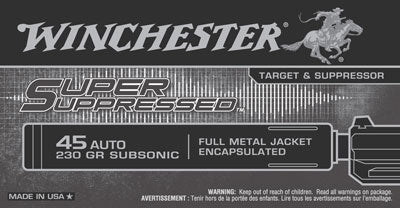 Winchester Super Supress 45apc - 50rd 10bx-cs 230gr Fmj