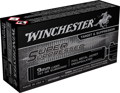 Winchester Super Supressed 9mm - 50rd 10bx-cs Luger 147gr Fmj
