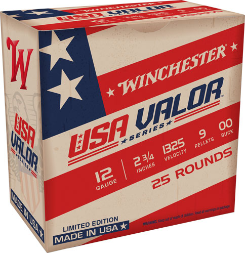 Winchester Usa Valor 12ga - 25rd 10bx-cs 2.75" 00bk 9plts