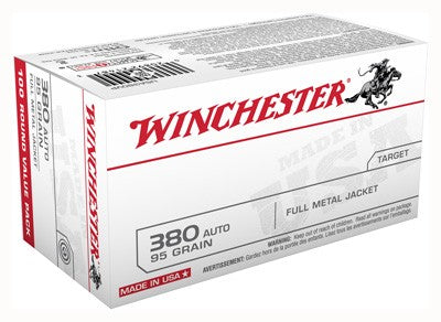 Winchester Usa 380 Acp 95gr - 100rd 5bx-cs Value Pack Fmj-rn