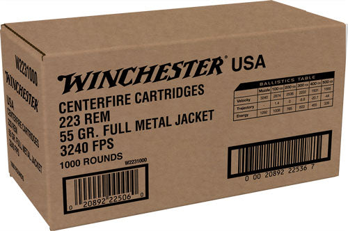 Winchester Usa 223 Case Lot - 1000rd 55gr Fmj