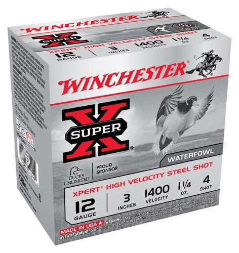Winchester Xpert 12ga 3" 1400f - 25rd 10bx/cs Steel #4 1-1/4oz