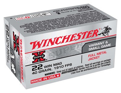 Winchester Super-x 22 Wmr - 50rd 40bx/cs 1910fps 40gr Fmj