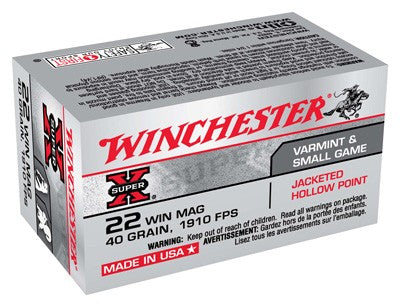 Winchester Super-x 22 Wmr - 50rd 40bx/cs 1910fps 40gr Jhp