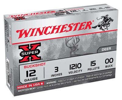 Winchester Super-x 12ga 3" - 5rd 50bx-cs 1210fps 00bk 15plt