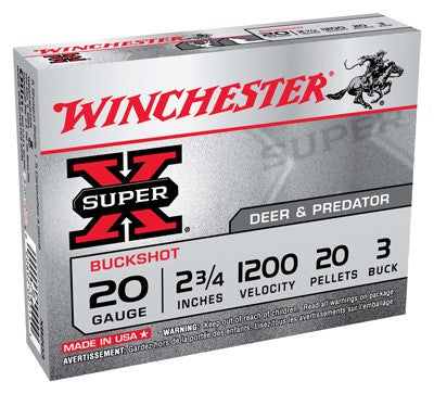 Winchester Super-x 20ga 2.75" - 5rd 50bx/cs 1200fps 3bk 20plts