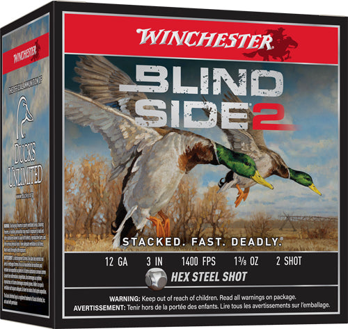 Winchester Blind Side 2 12ga. - 3" 25rd 10bx-ca 1-3-8oz #2