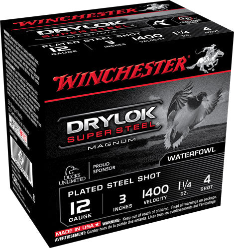 Winchester Drylok Super Steel - 12ga 1 1/4oz #4 25rd 10bx/cs