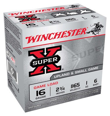 Winchester Super-x 16ga 2.75" - 25rd 10bx-cs 1165fps 1oz #6