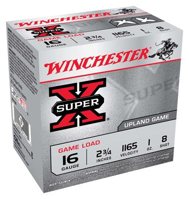 Winchester Super-x 16ga 2.75" - 25rd 10bx-cs 1165fps 1oz #8