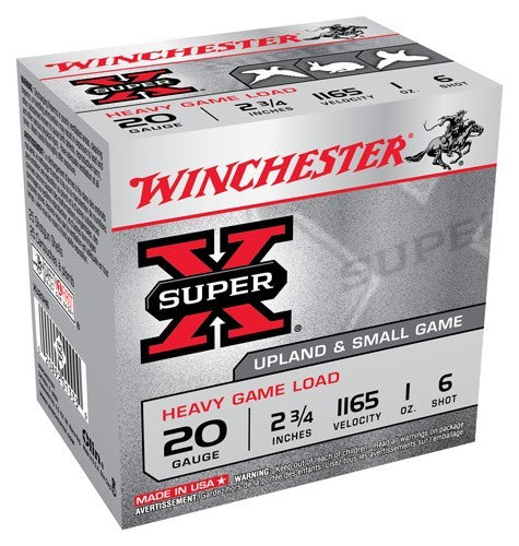 Winchester Super-x 20ga 2.75" - Case Lots 1165fps 1oz #6