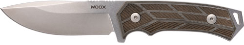 Woox Knife Rock 62 Fixed Blade - 4.25" Grey Micarta Engraved