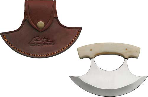 Szco Rite Edge 6" Bone Handle - Ulu W-leather Sheath