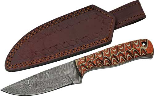 Szco Rite Edge 4" Red Twisted - Wood Hunter Damascus W-sheath