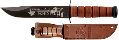 Ka-bar Usmc Operation Iraqi - Freedom 7" W-leather Shth Usmc