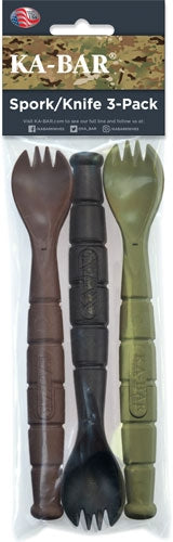 Ka-bar Mil-spec Spork-knife - 3 Pack Od Green-black-brown