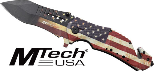 Mc Mtech 3.75" Drop Point - Folder W/cutter Us Flag/ss 2