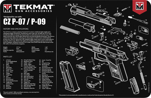 Tekmat Armorers Bench Mat - 11"x17" Cz P-07-09 Pistol